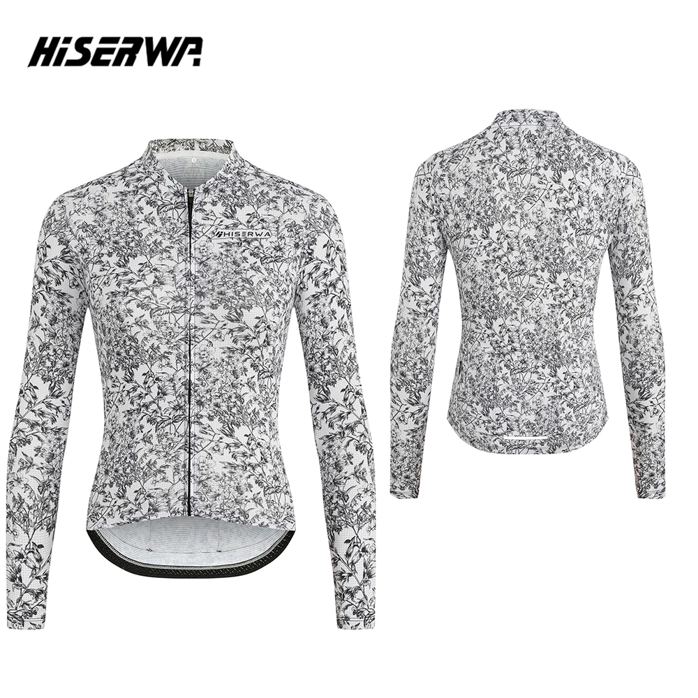 HISERWA Women Cycling Jersey Long Sleeve Slim Fit Breathable Cycling Jersey High Quality Road Bicycle Clothing MTB Bike Shirts