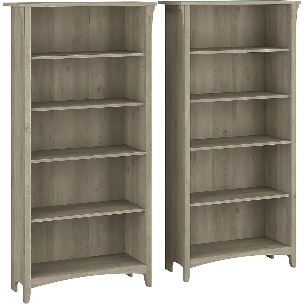 

Salinas Tall 5 Shelf Bookcase - Set of 2 in Driftwood Gray