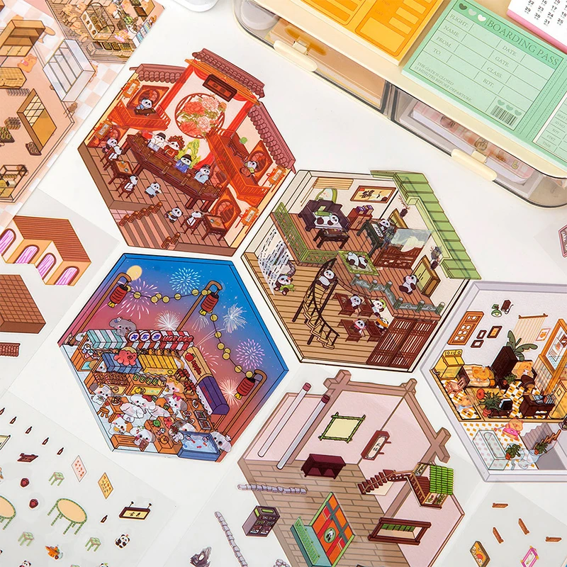 Cartoon Cute 3D DIY Landscaping Stickers Miniature Scene Visual Stacking Stickers Creative DIY Decoration Stickers Gifts