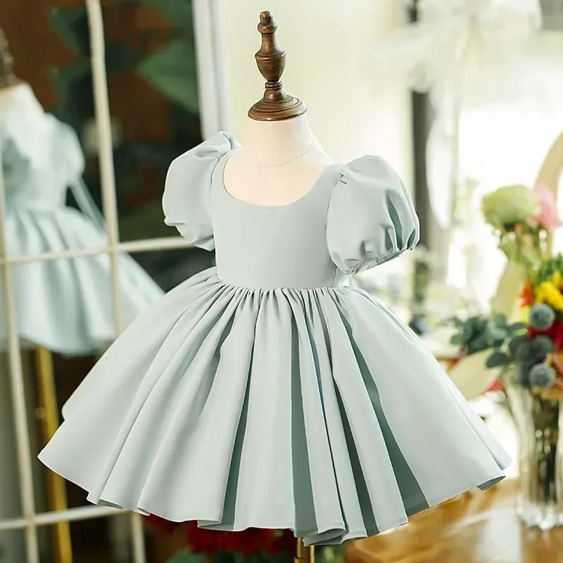 New Princess Party Dress for Baby Flower Girls Photoshoot 1St Birthday Dresses 2024 Summer Christening Costume Child Formal Gown