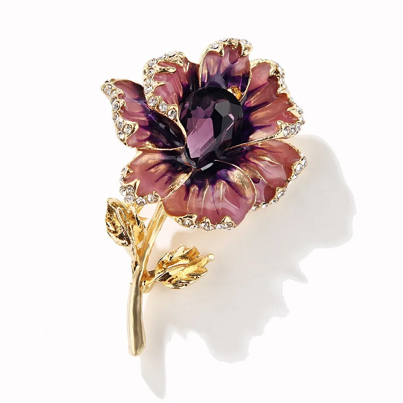 New Enamel Tulip Chrysanthemum Rose Sunflower Flower Brooch for Women Elegant Fashion Classic Flower Weddings Party Brooch Pins view 3