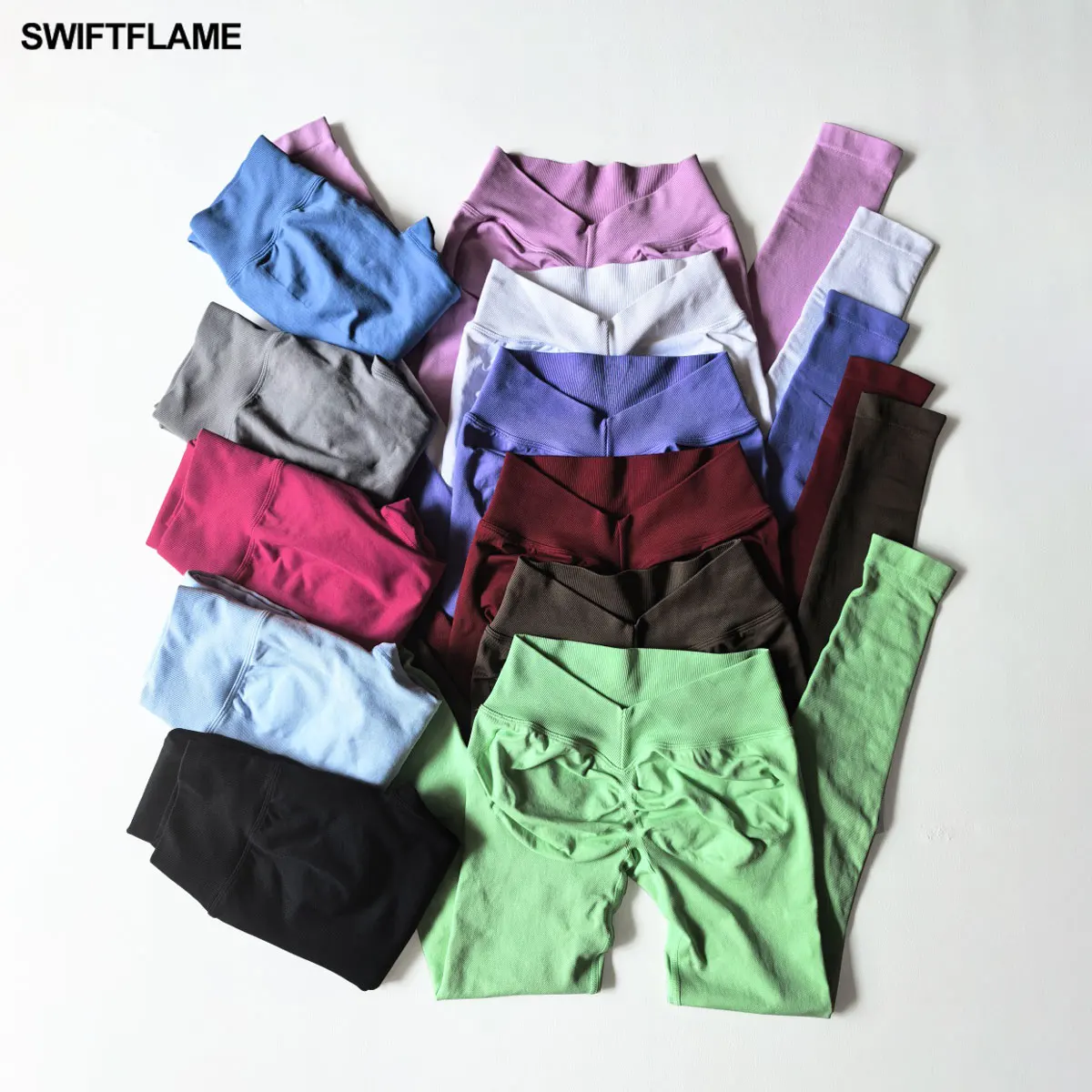 

SWIFTFLAME Sporty Leggings Woman Seamless Yoga Pants Scrunch Booty V-waist Hip Lifting Fitness Gym Running Workout Sports Tights
