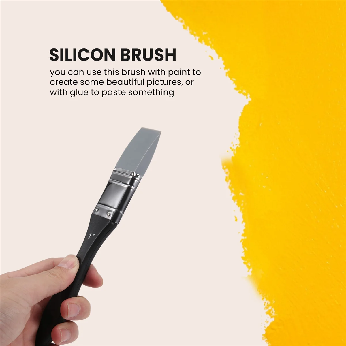 Silicone Color Shaper Brush Wide Firm Flat Silicone Paint Brush Flexible Acrylic and Water Based Painting Tool, 1 Inches Rich