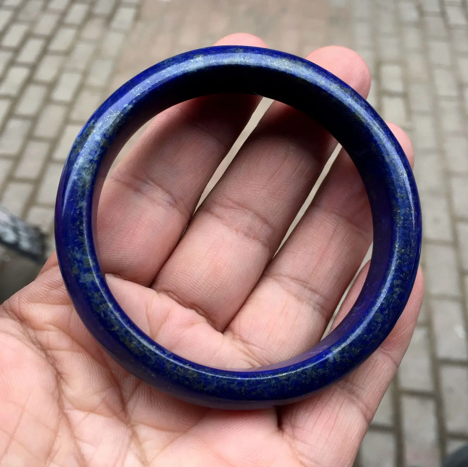 

Natural Lapis Lazuli Gemstone Crystal Bangle Bracelet 60MM