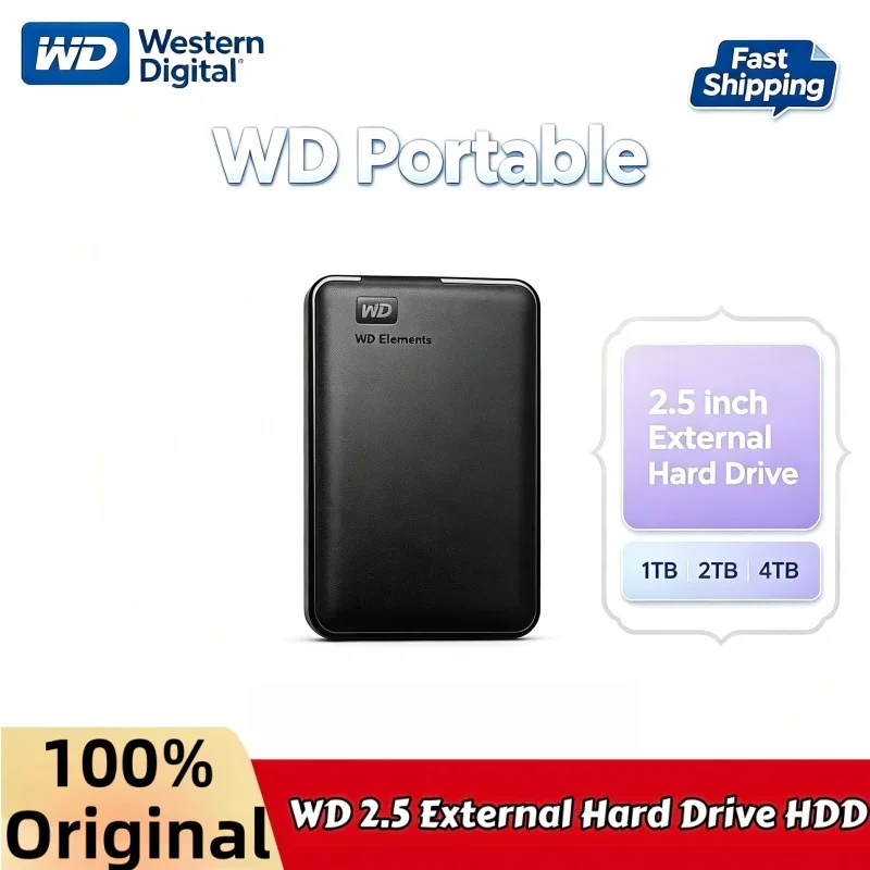 2.5" USB3.0 Portable Hard Disk Western Digital External Mechanical Mobile HDD 1TB 2TB 4TB High Speed Storage For PC Laptop