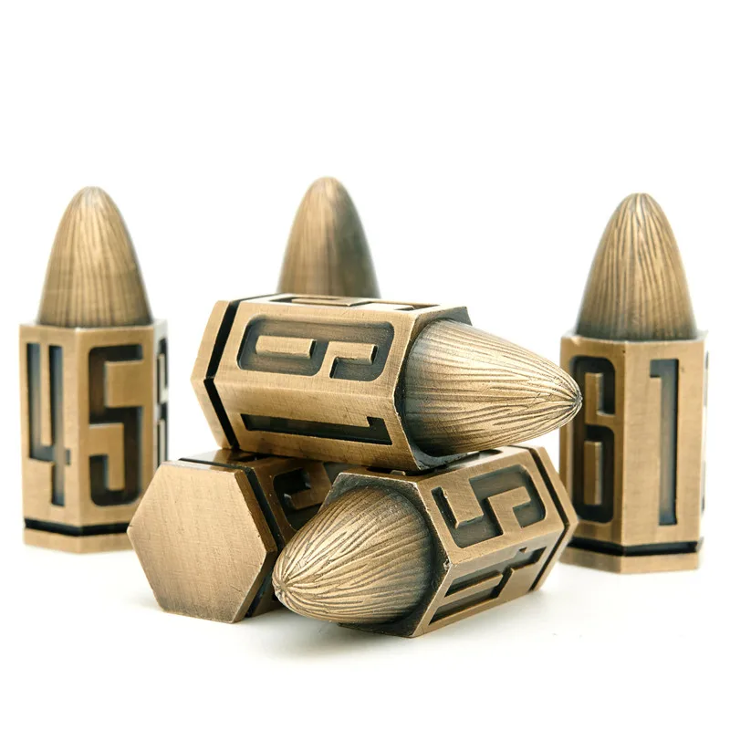 6PCS D6 Dice Metal Bullet Dice DND Dice Set Role Playing Dice with Metal Case for Dungeons and Dragons RPG D&D Dice Games Player