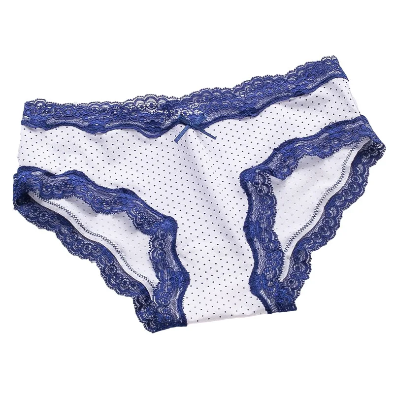 Bragas de malla de lunares para niñas, ropa interior cómoda con borde de encaje para mujeres, bragas sexis de cintura baja, bragas de sensación desnuda para mujer