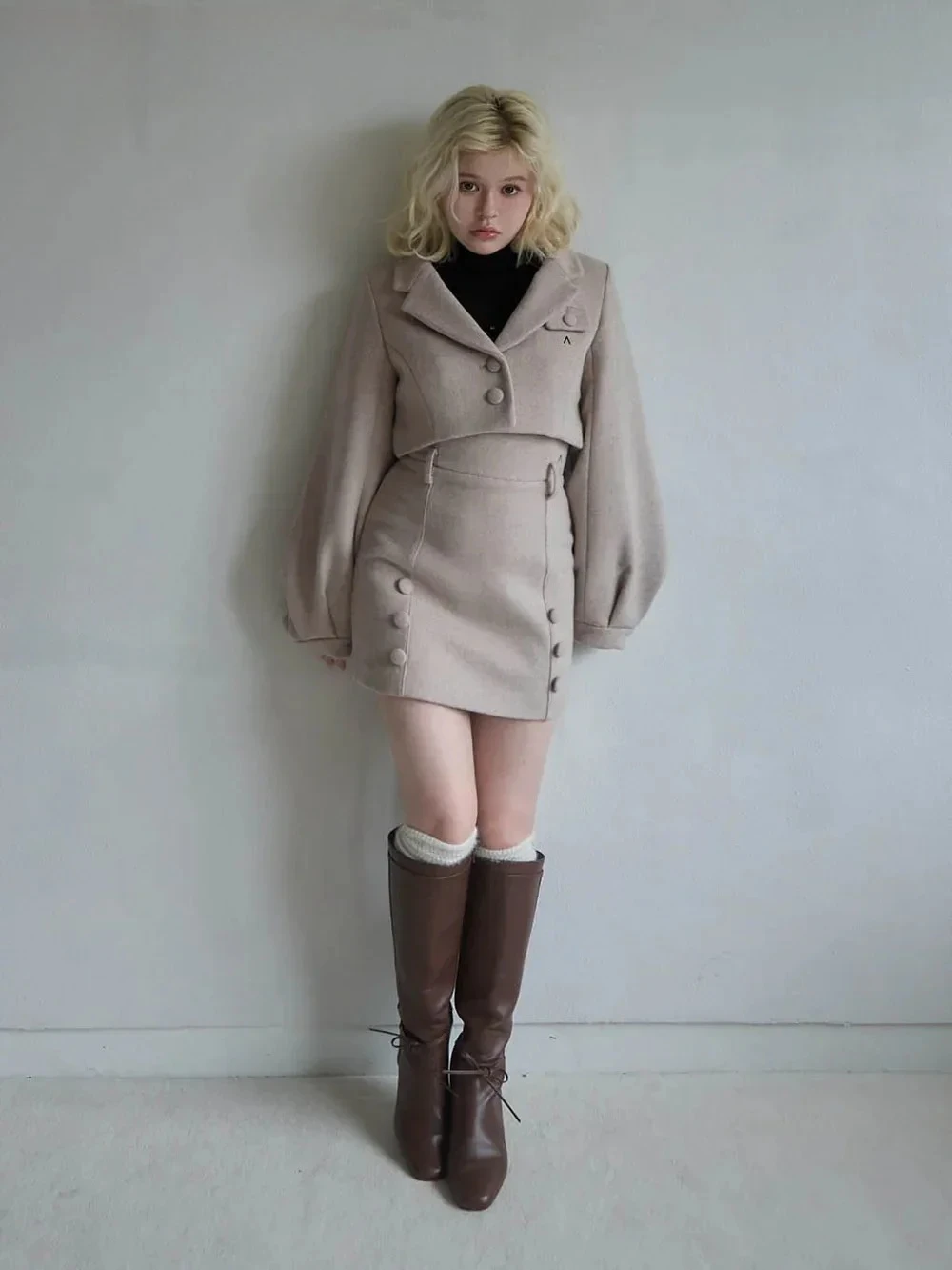 

Autumn Winter New Japanese Style Niche Design High Waist Slim Short Skirt Sweet Girls Versatile Woolen Bodycon Mini Skirts