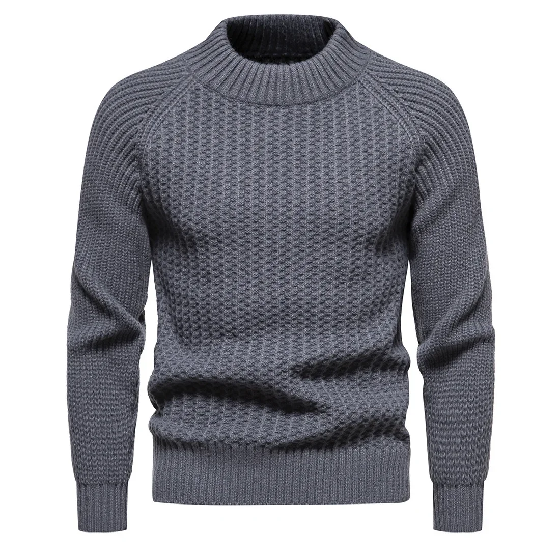 

2023 Autumn/Winter New Men's Fashion Trend Casual Knitwear Underlay Warm Sweater Pullover Solid Color Sweater