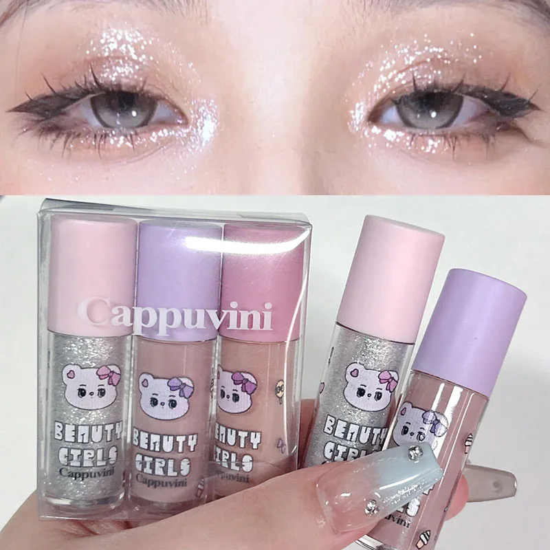 Monocromático glitter líquido sombra iluminador perolado sombra de olho delineador cosméticos iluminar deitado bicho da seda maquiagem dos olhos