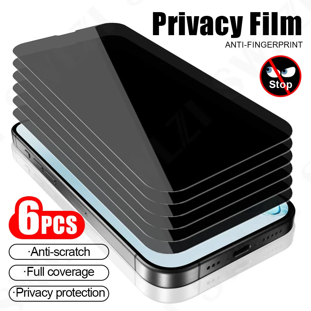 

6 шт. Защитная пленка для экрана телефона для iPhone 17 Pro 16 Plus, защитная пленка из закаленного стекла 15 14, стекло для смартфона 13 12 11 XR