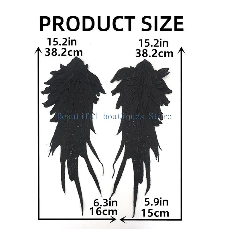 U4LF 2lots Sewing Angel Wing Embroidered Patches Cosplay Party Decorative Appliques