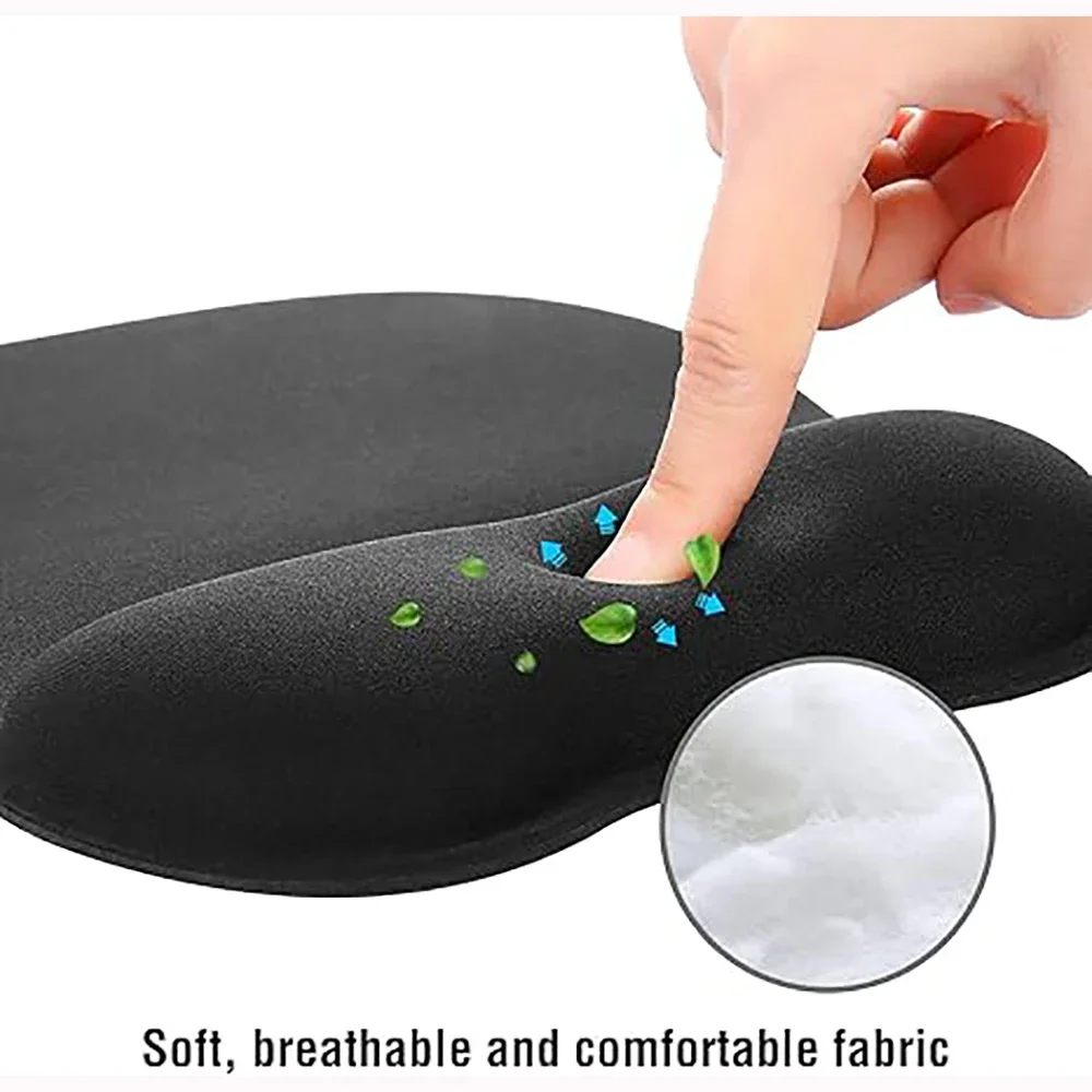 Mouse pad com suporte para pulso, mousepad ergonômico com descanso de pulso de espuma viscoelástica e base antiderrapante acessórios de mesa de escritório-preto
