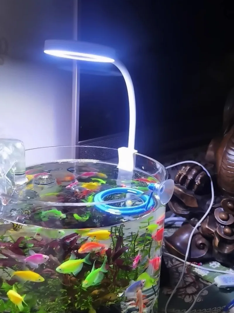 

LED Aquarium Light Fixture,Multi-Color Mini LED Fish Tank Plant Lamp, Timing Setting, Round Aquarium Reef Light For Fish Tank