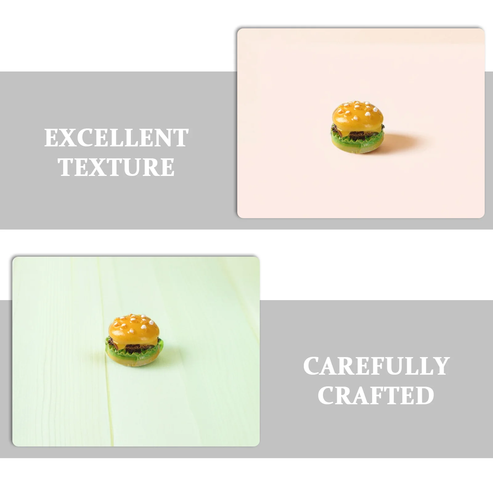 Hamburger Miniature en résine réaliste, Simulation de restauration rapide, accessoires de cuisine, décor de maison de poupée, 50 pièces