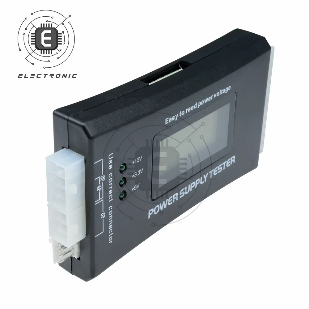 Multi-Function PSU Tester with LCD Screen - 20/24-Pin ATX, BTX, ITX, SATA HDD Power Supply & Power Bank Diagnostic Tool