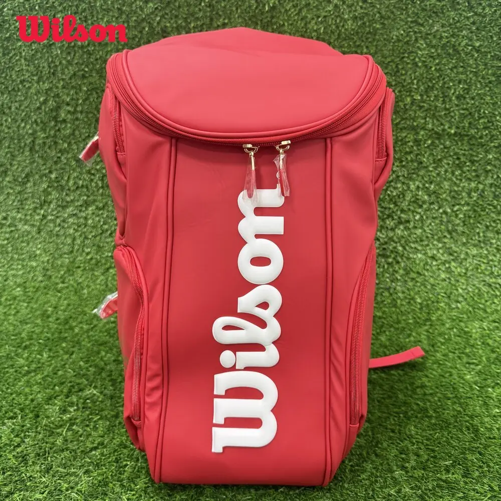 

Wilson 100th Anniversary Tennis Backpack with White and Red Edges High-Capacity Holds 2Tennis Rackets Men Women Sports Backpack
