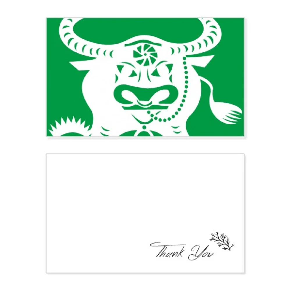 

Year Of Ox Animal China Zodiac Pattern Thank You Card Birthday Paper Greeting Wedding Appreciation