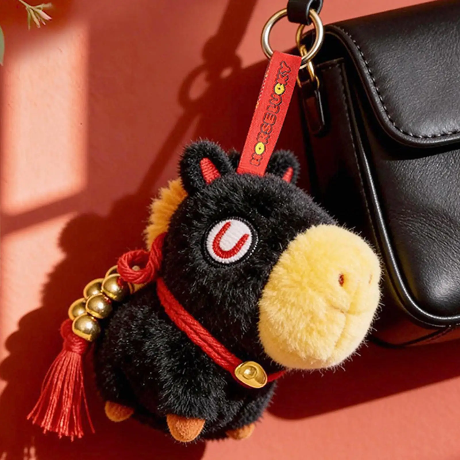 Plush Horse Pendant 2026 Spring Festival Horse Plush Mascot Decor Auspicious Stuffed Charm For Adults Family Friends Bag