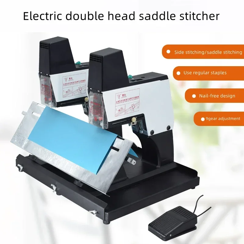 ST105G Electric Double Head Flat Stitching Saddle Stitcher A3 center seam stapler Binding Machine