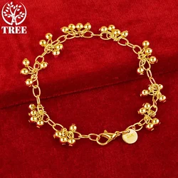 ALITREE 24K Yellow Gold Smooth Grape Beads Chain Bracelet For Woman Fashion Jewelry Lady Party Wedding Birthday Cute Bangle Gift