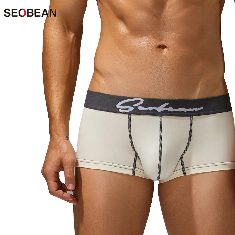 Men's Low Waist U Convex Pouch Comfortable Cotton Boxer Underwear Sexy Male Panties U Convex Bag Design for Men's Comfort