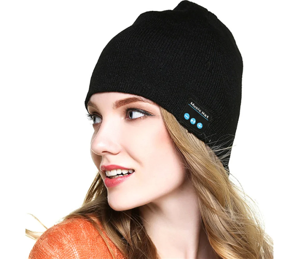 

Newest BT Wireless Headsets Outdoor Sports Music Smart Headphone Knitted Beanie Headscarft With Earphone Built In Mic