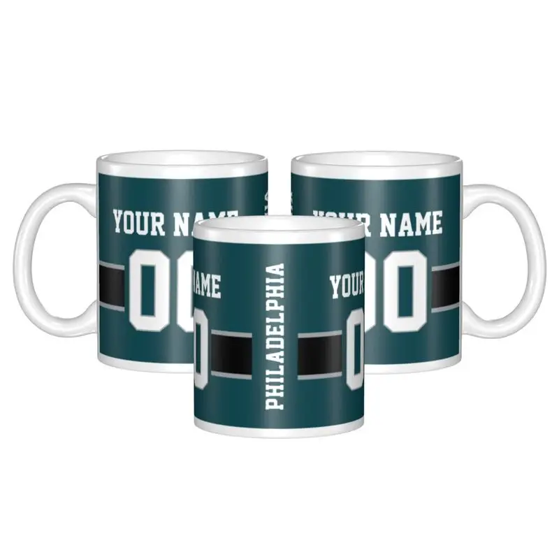 Custom Philadelphia Name & Number Football Mug, Gift for Dad, Gift for Mom, Unique, Personalized Gift, Birthday Gift, Coffee Cup