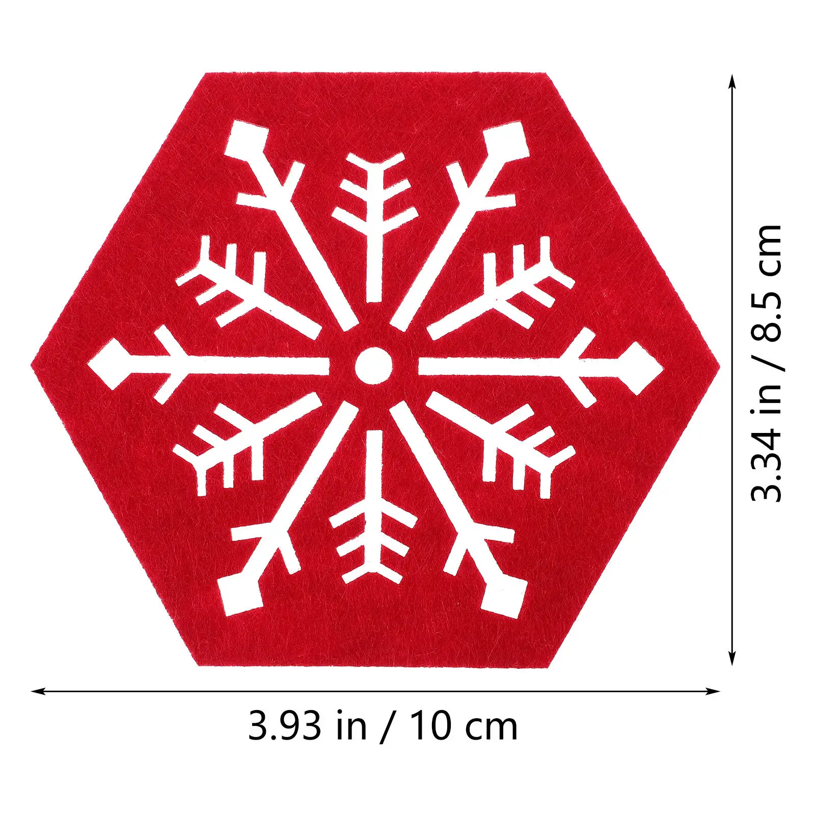 4Pcs Christmas Placemats Snowflake Design Hexagon Table Mats Wear Resistant Decorative Cup Mats for Holiday Party Home Use