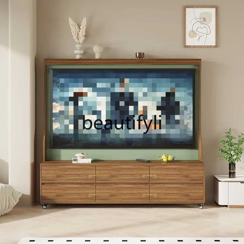 

yj5 Movable TV bracket, wheelbarrow, floor-to-ceiling display, integrated hanger storage