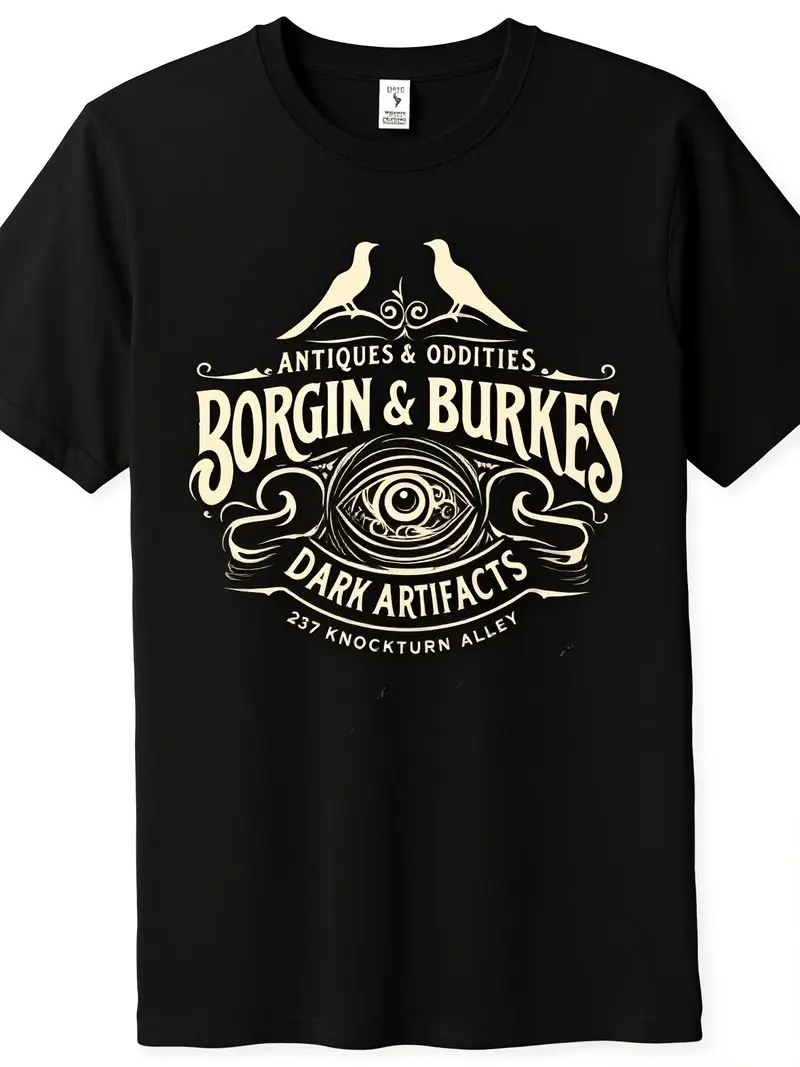 Borgin And Burkes Magical Craft Men's Black Patterned T-Shirt Lightweight Comfortable Fabric Outdoor Sports Running Casual Wear