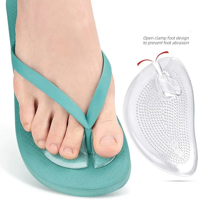 Silicone Slippers Sandals Forefoot Pad Flip-flop Pad Clip Foot Pads GEL Shoes Insole Foot Care Massage Particle Non-slip Cushion image 3