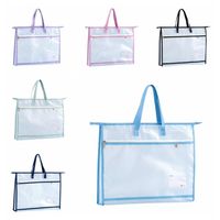 Clear A3/A4 File Storage Bag Thickened Waterproof Zipper Pouch Bag with Handle Multi-layer Art Portfolio Case Book Storage Bag