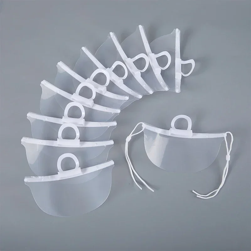 20 Stück durchsichtige Plastik-Catering-Masken für Hotel, Schönheitssalon, Koch, Kellner, wiederverwendbare, sichtbare, spritzwassergeschützte Masken – Detail 13