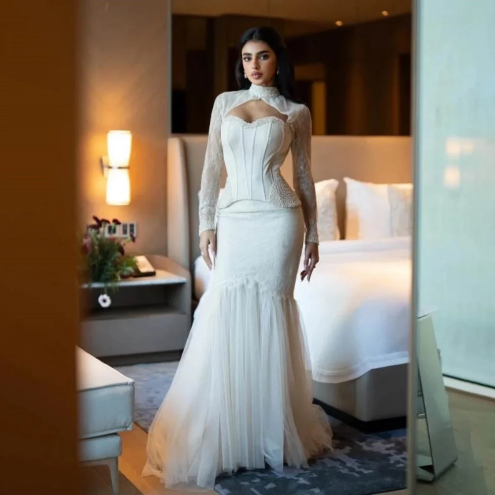 

Индивидуальное вечернее платье с вышивкой бисером и длинными рукавами, роскошное выпускное платье, нарядное платье с оборками для торжественных мероприятий, вечернее платье для вечеринок