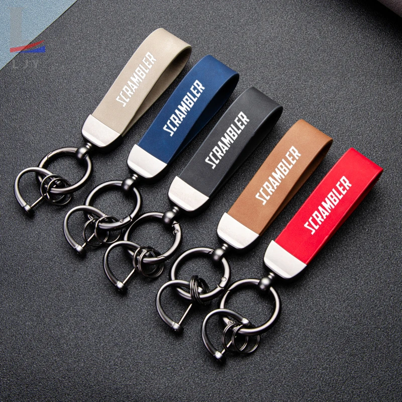 Fantastic Skin feel leather metal keychain For Ducati Scrambler 400 800 1100 2014 2015 2016 2017 2018 201 Motorcycle accessories