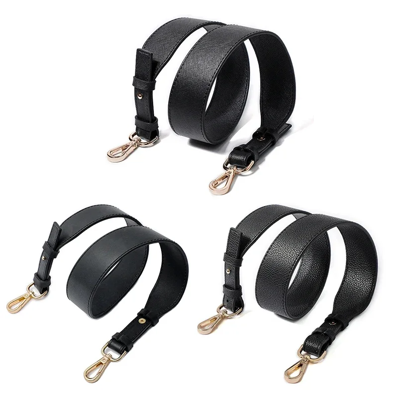 

72-78CM Wide Black Leather Plain Pattern Replacement Strap Single Shoulder Short Shoulder Strap Versatile Wide Shoulder Straps