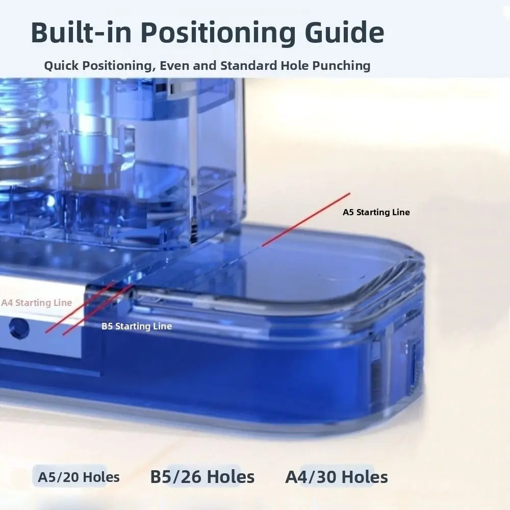 5 Holes Loose Leaf Hole Punch Rounded Cutter 5 Sheet Capacity Paper Puncher Easy Press 5.5mm Diameter Book Page Stitcher Office