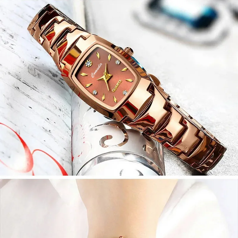 Women's Tungsten Steel Quartz Watch Minimalist Elegant Small Dial Waterproof Ladies Wristwatch Luxury Business Casual Daily Wear
