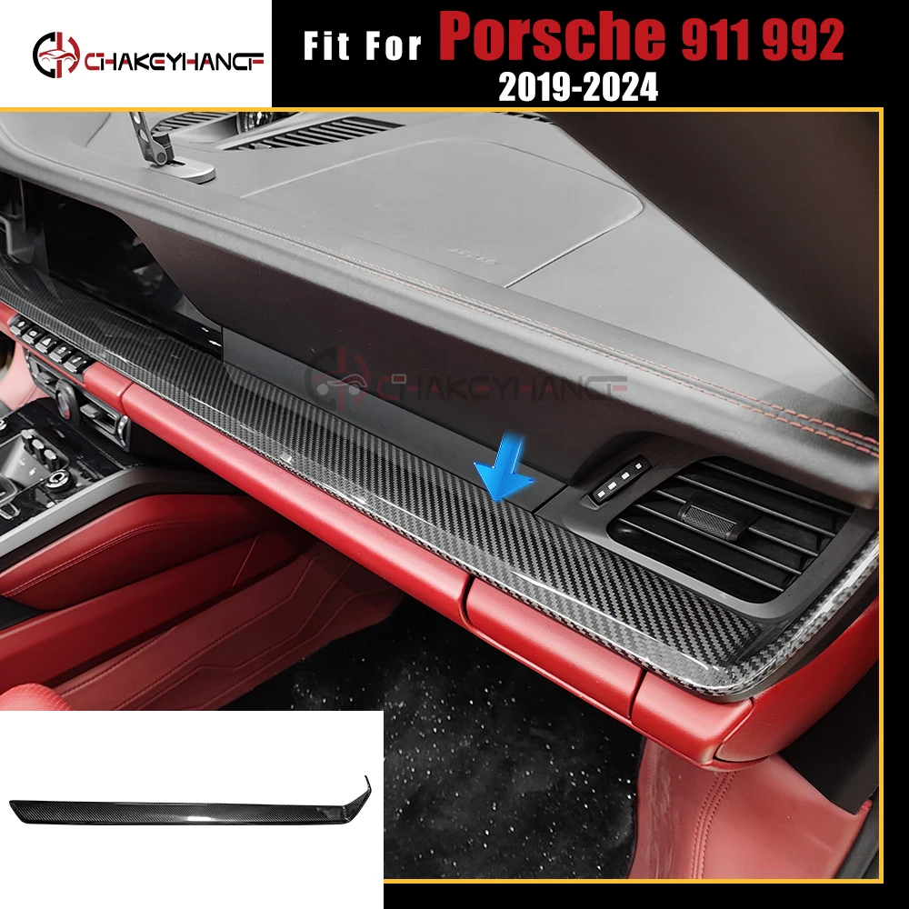 

Для Porsche 911 992 2019-2024 углеродное волокно, приборная панель автомобиля, декоративная крышка центральной консоли, аксессуары для интерьера