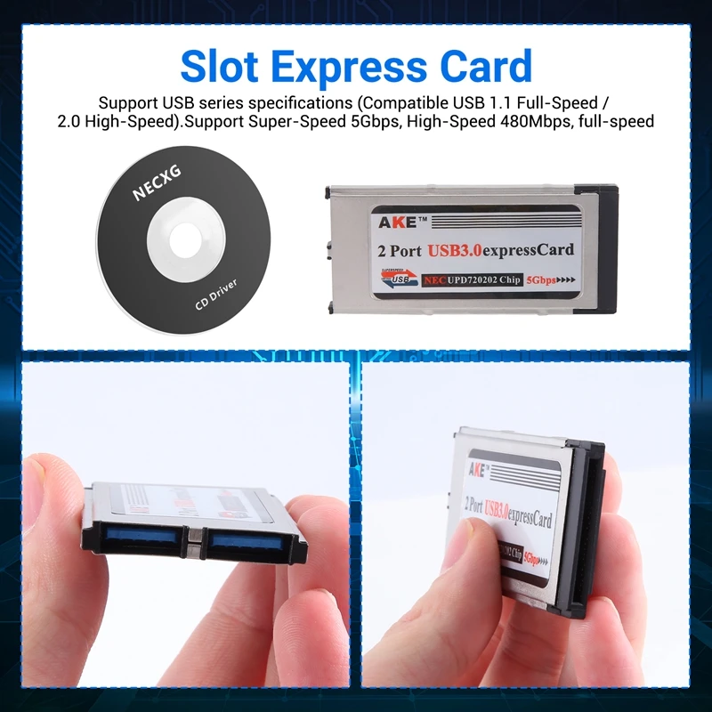 Top-High-Speed Dual 2 Port USB 3.0 Express Card 34Mm Slot Express Card PCMCIA Converter Adapter For Laptop Notebook