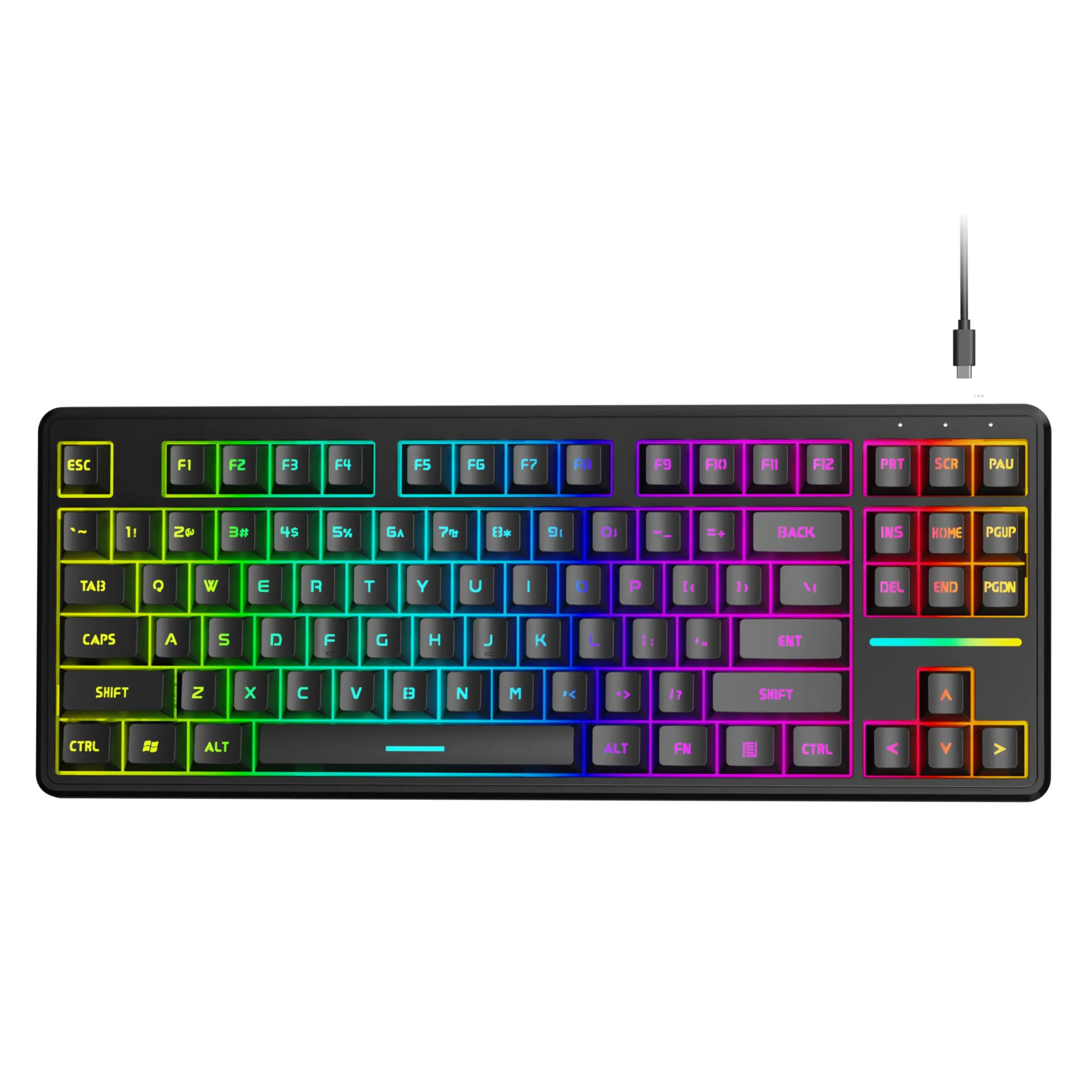 

Игровая клавиатура EWEADN V80 с RGB-подсветкой, проводная, с возможностью горячей замены переключателей, 80% форм-фактор, бесшумные мембранные переключатели, эргономичная компьютерная клавиатура для ноутбуков и ПК