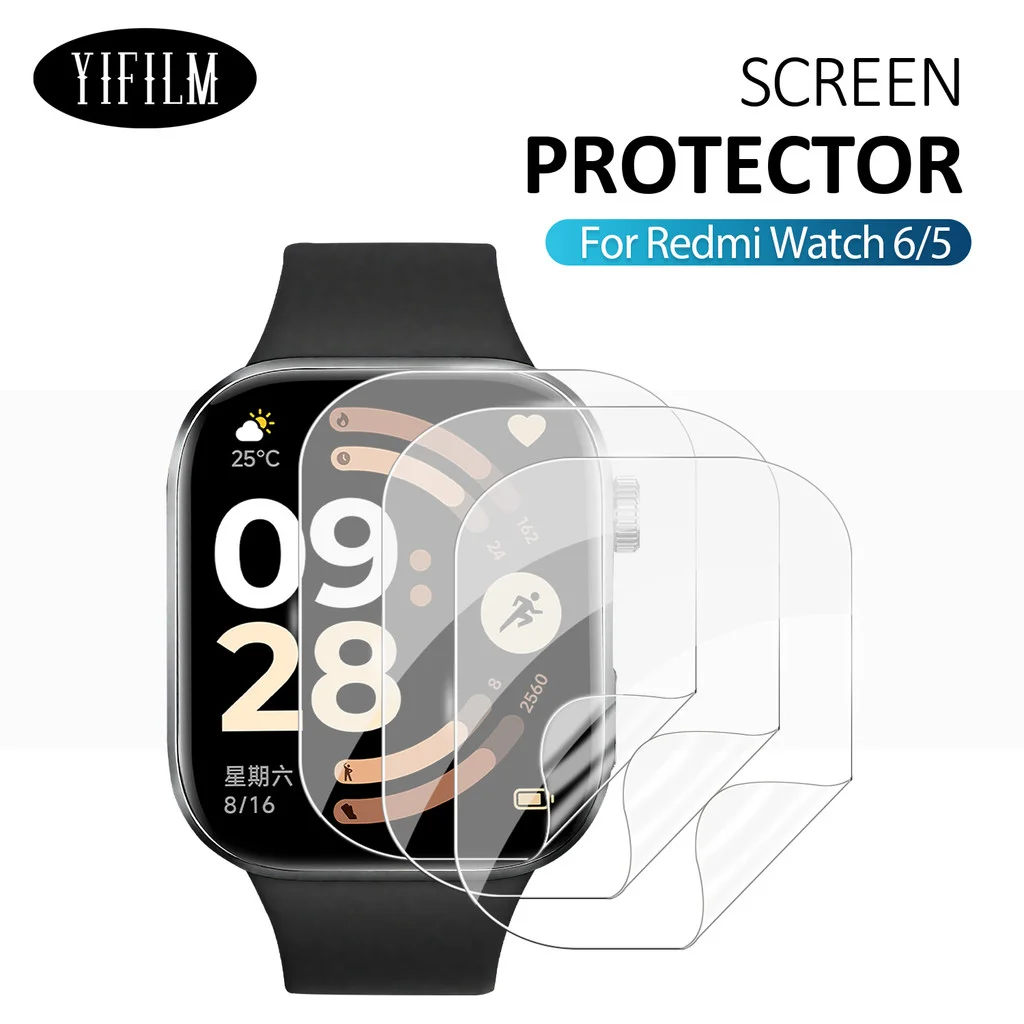 Screen Protector Films for Xiaomi Redmi Watch 6 Watch5 Ultra-HD Full Coverage Protective Film for Redmi Watch5 Active Lite