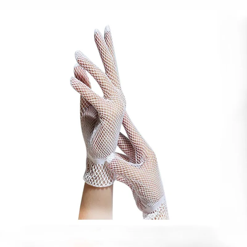 Fashion Fishnet Gloves Women Summer Uv-Proof Driving Glove Mesh Fishnet Gloves Black White Nylon Solid Color Glove High Quality