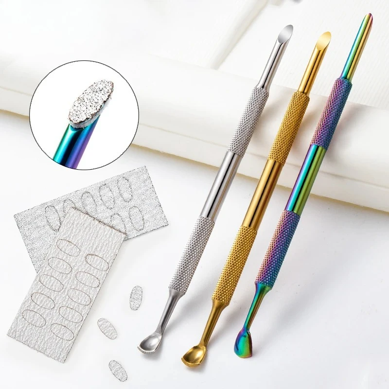 

Manicure Stainless Steel Cuticle Pusher Horseshoe Nail Cuticle Pusher Self-adhesive Sandpaper Polish Removal Nail Polish Gel