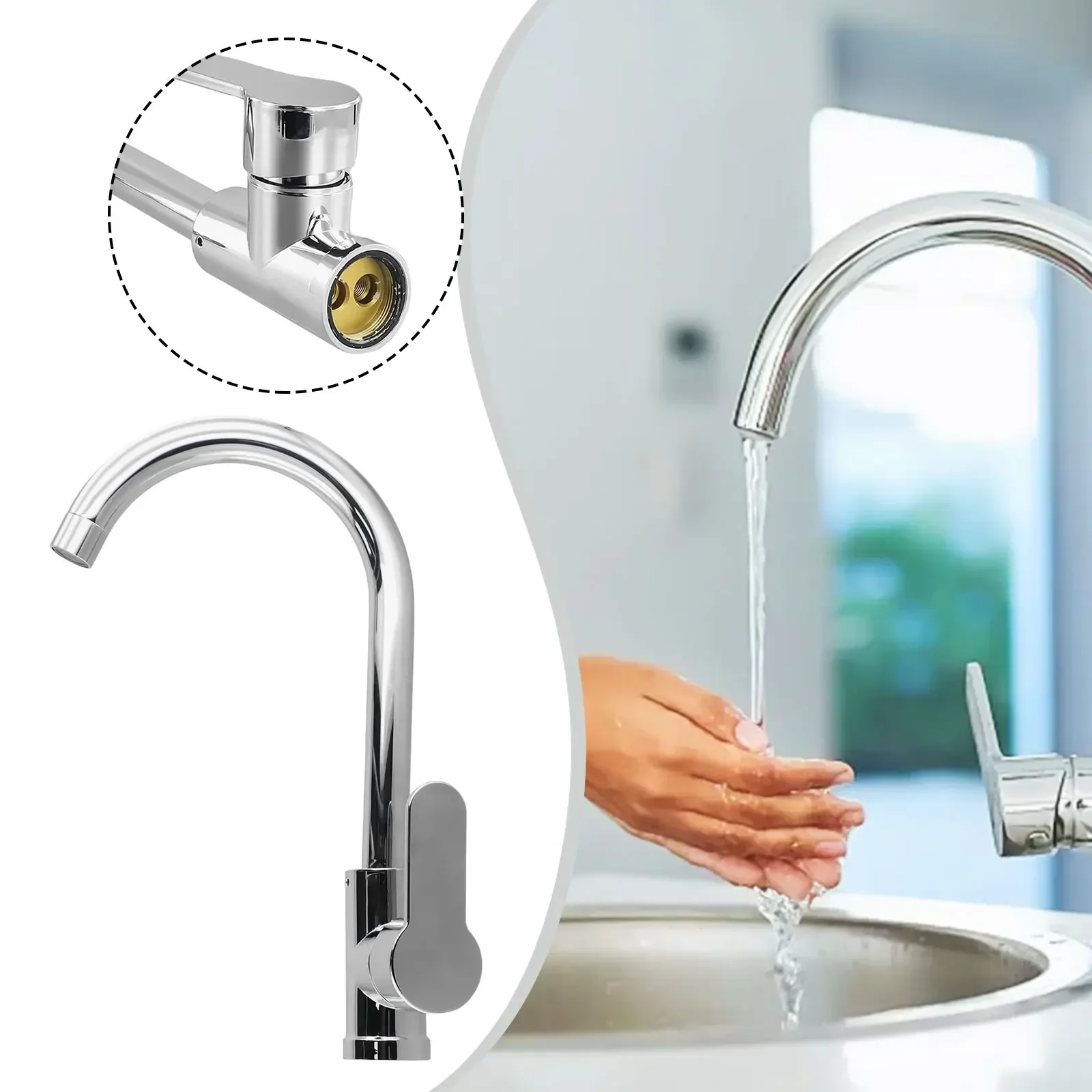 

Kitchen Faucet Thickened Plastic Water Tap Cold And Hot Rotation Deck Mounted Single Lever Bathroom Kitchen Sink Faucet