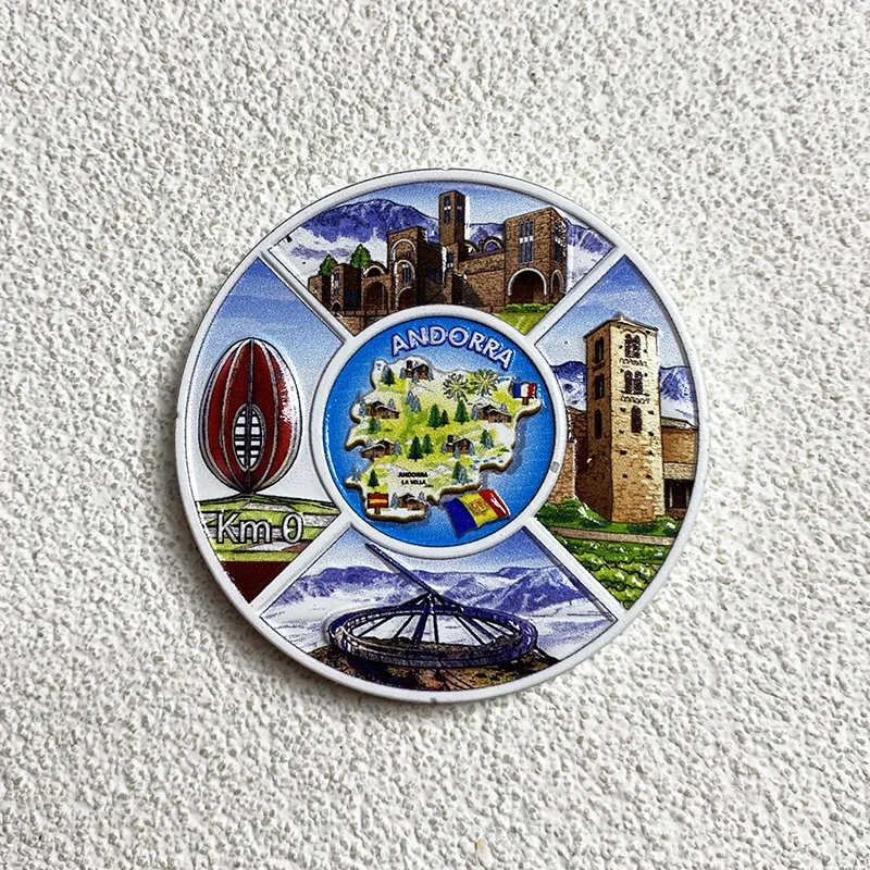 

3D Resin Refrigerator Magnet - Andorra Scenic Landmarks - Strong Magnetic Backing - Travel Souvenir