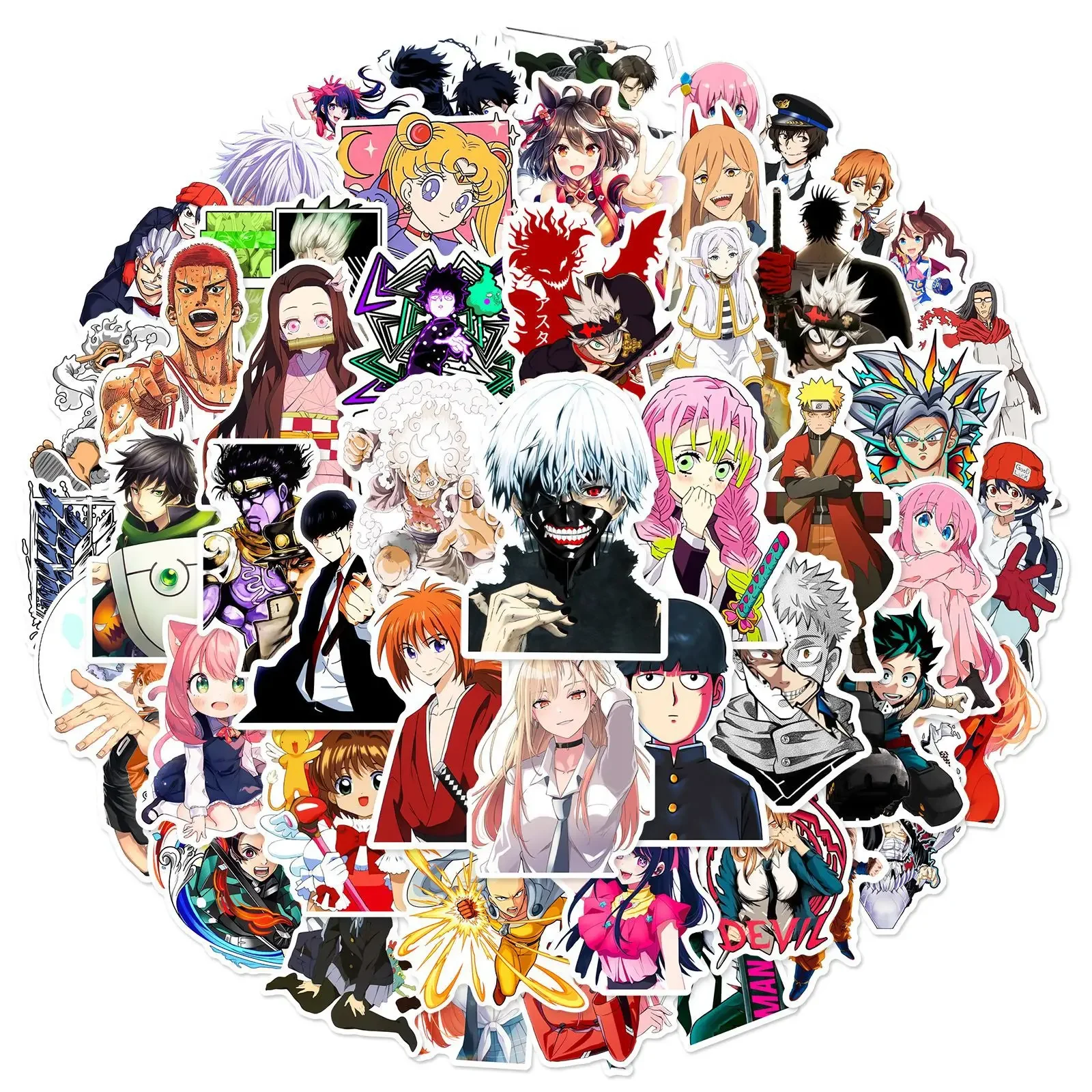 50Pcs/Set Mixed Anime Stickers Cartoon Sticker Decals Laptop Motorcycle Luggage Phone Waterproof Sticker for Children Toy