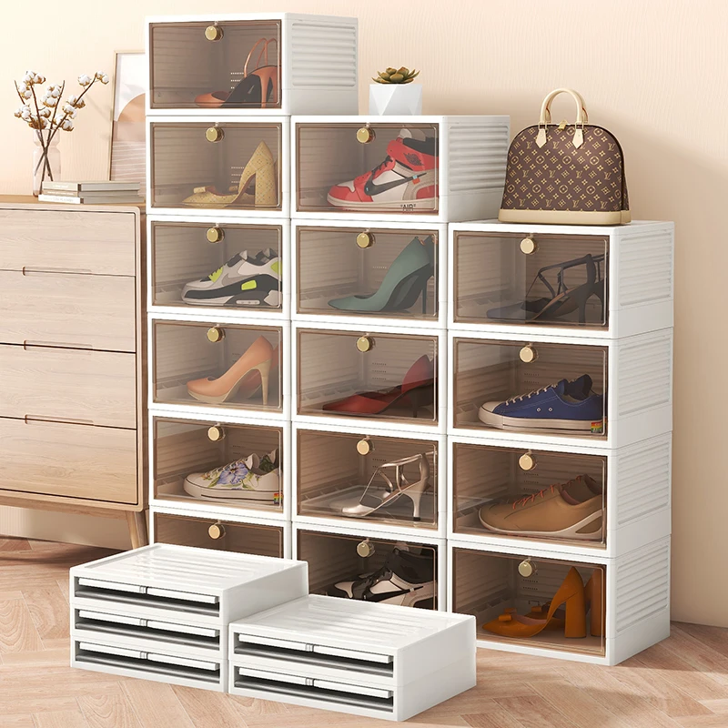 

Large Size Shoe Storage Box Closet Foldable Sneaker Display Under Clear Plastic Bed Saves Space For Easy Installation