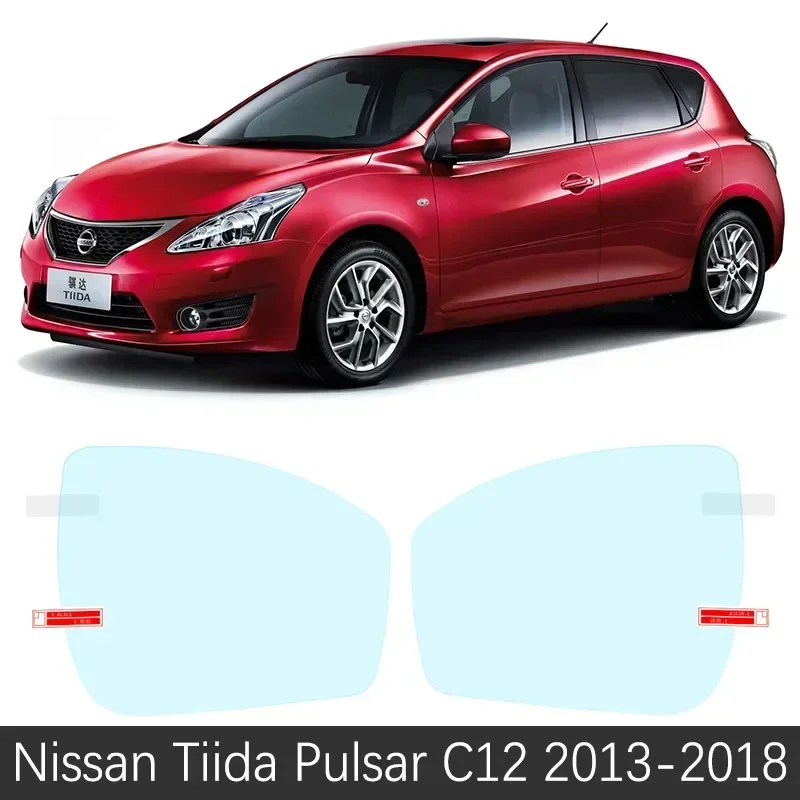 Latio Versa Full Cover Anti Fog Rainproof Film For Nissan Tiida Pulsar C11 C12 C13 2004~2019 Rearview Mirror Stickers Accessorie